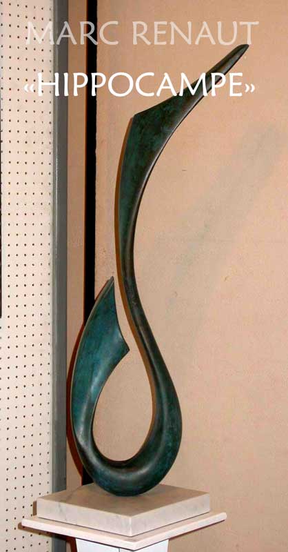 hippocampe en bronze sculpture de Marc Renaut