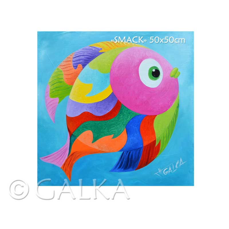 poissin en couleur peinture de Galka
